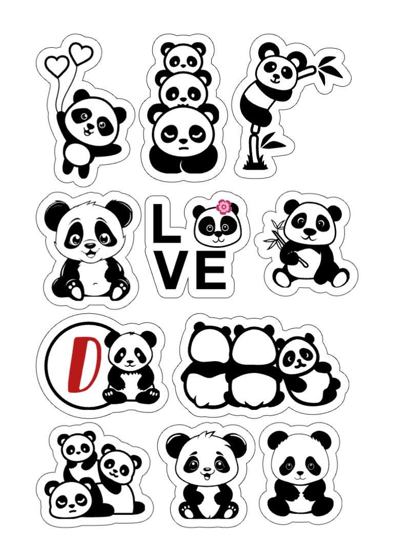 Cute Panda Vinyl Stickers | Adorable Black & White Panda Bear Decals | Laptop, Water Bottle, Scrapbooking, Kids Sticker Pack