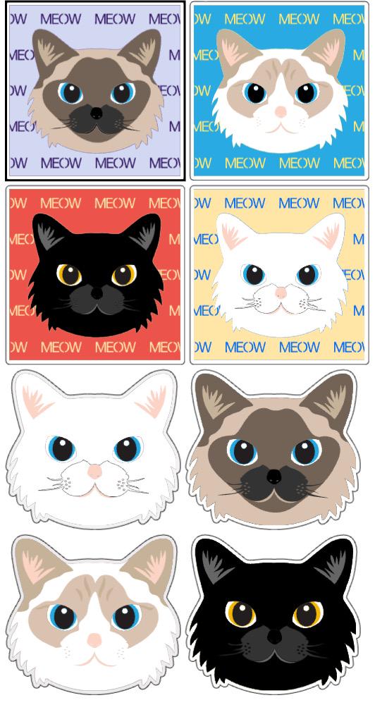 Cute Cat Face Sticker Pack – 8 Adorable Feline Stickers, Waterproof Vinyl, Cat Lover Gift, Laptop & Journal Decor, Meow Cat Stickers