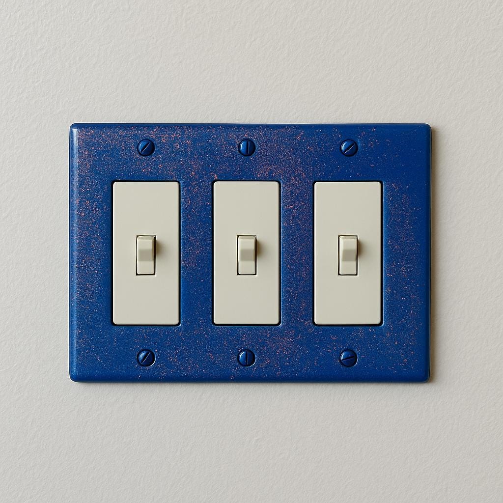 ResinTriple Toggle Light Switch Cover – Blue Galaxy Sparkle | Unique Resin-Coated Wall Plate