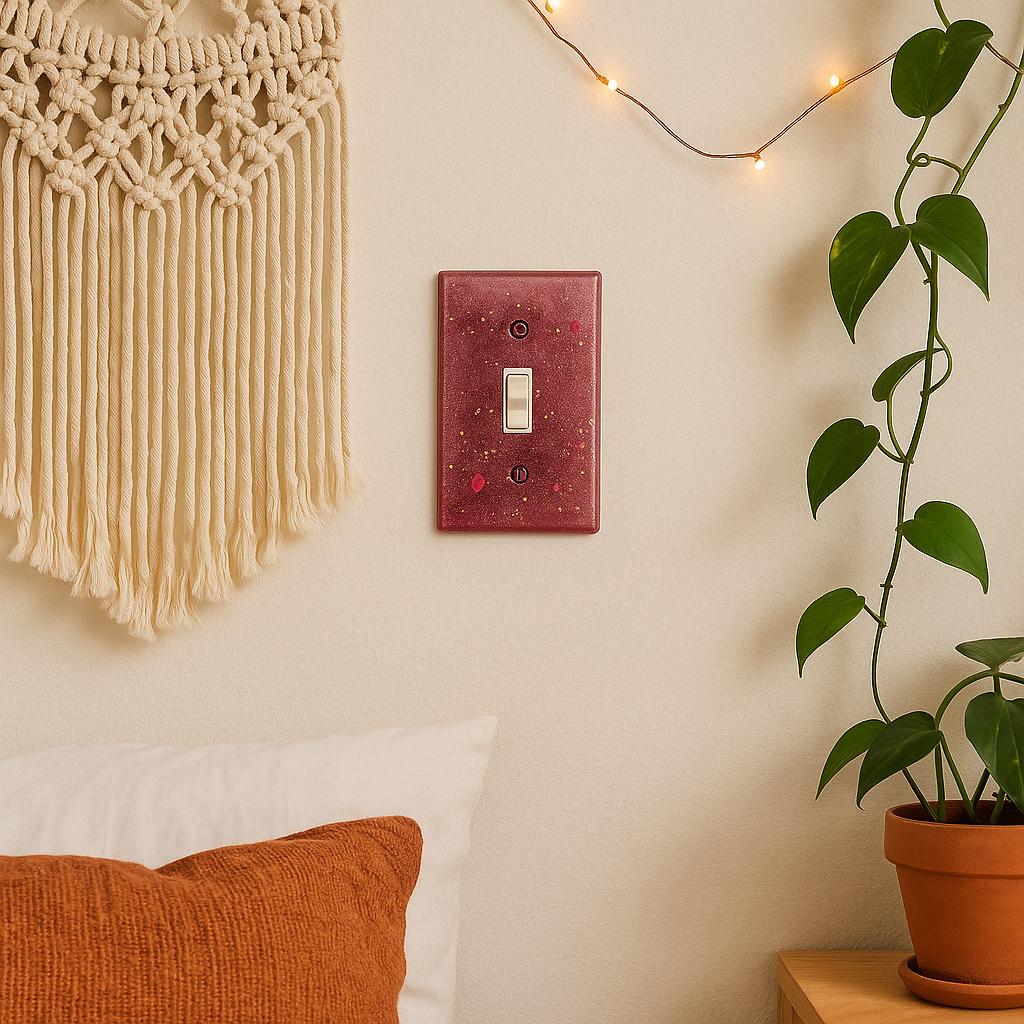 Handmade Resin Light Switch Cover – Sparkly Pink Glitter Plate for Kids Room, Boho Decor, or Playful Accent Wall