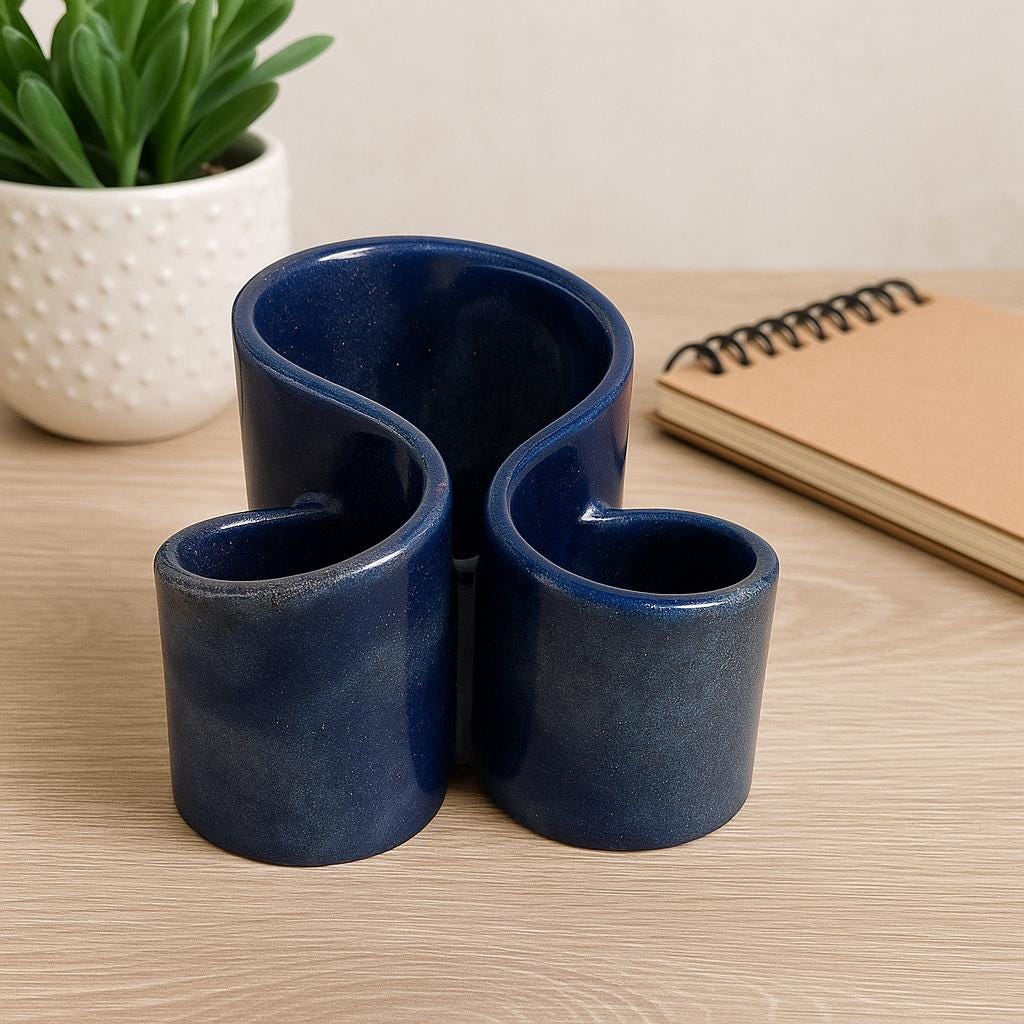 Handmade Resin Pen & Brush Holder – Swirl Design Organizer