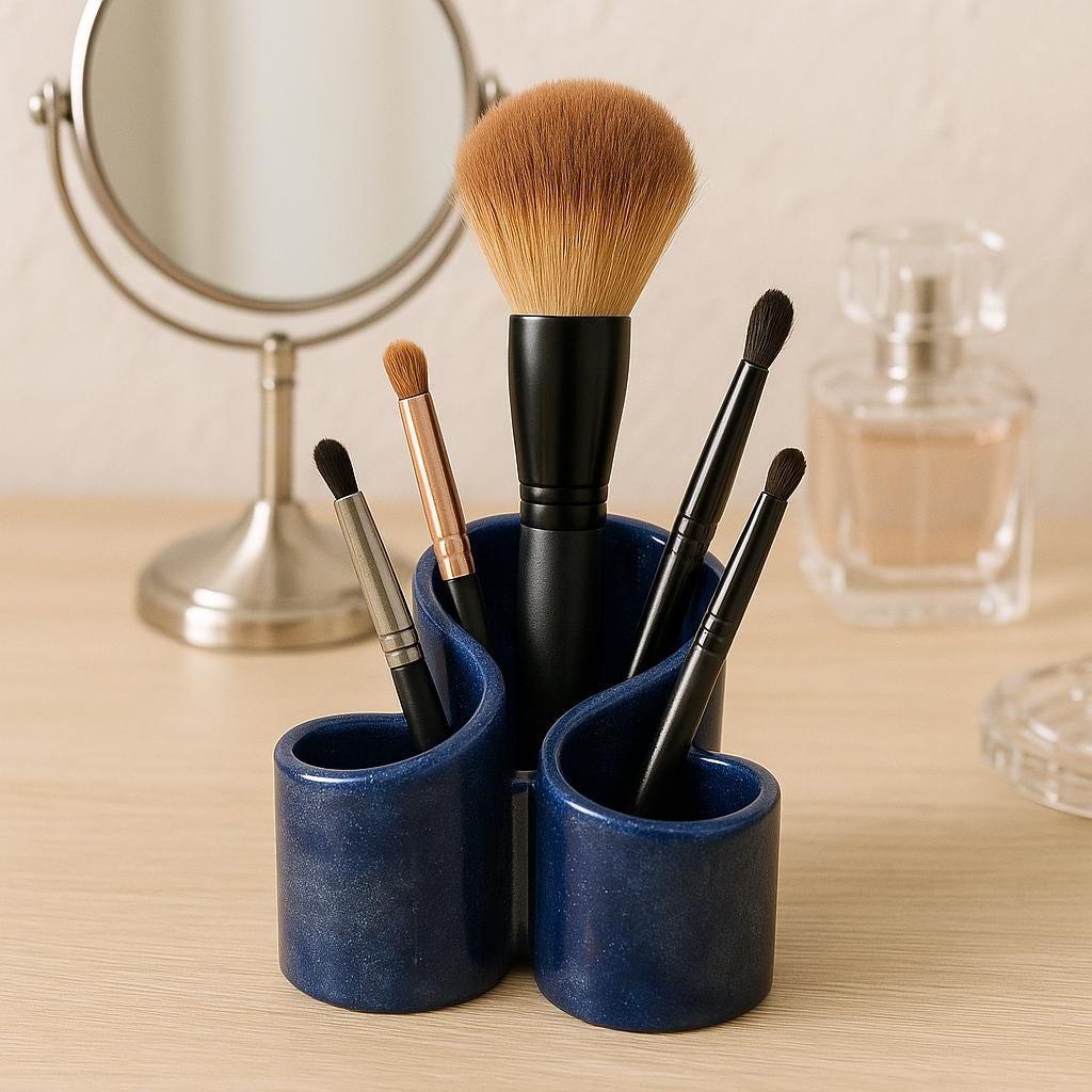 Handmade Resin Pen & Brush Holder – Swirl Design Organizer