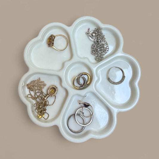 Flower Jewelry Tray | Heart Petal Trinket Dish | Personalized Resin Organizer