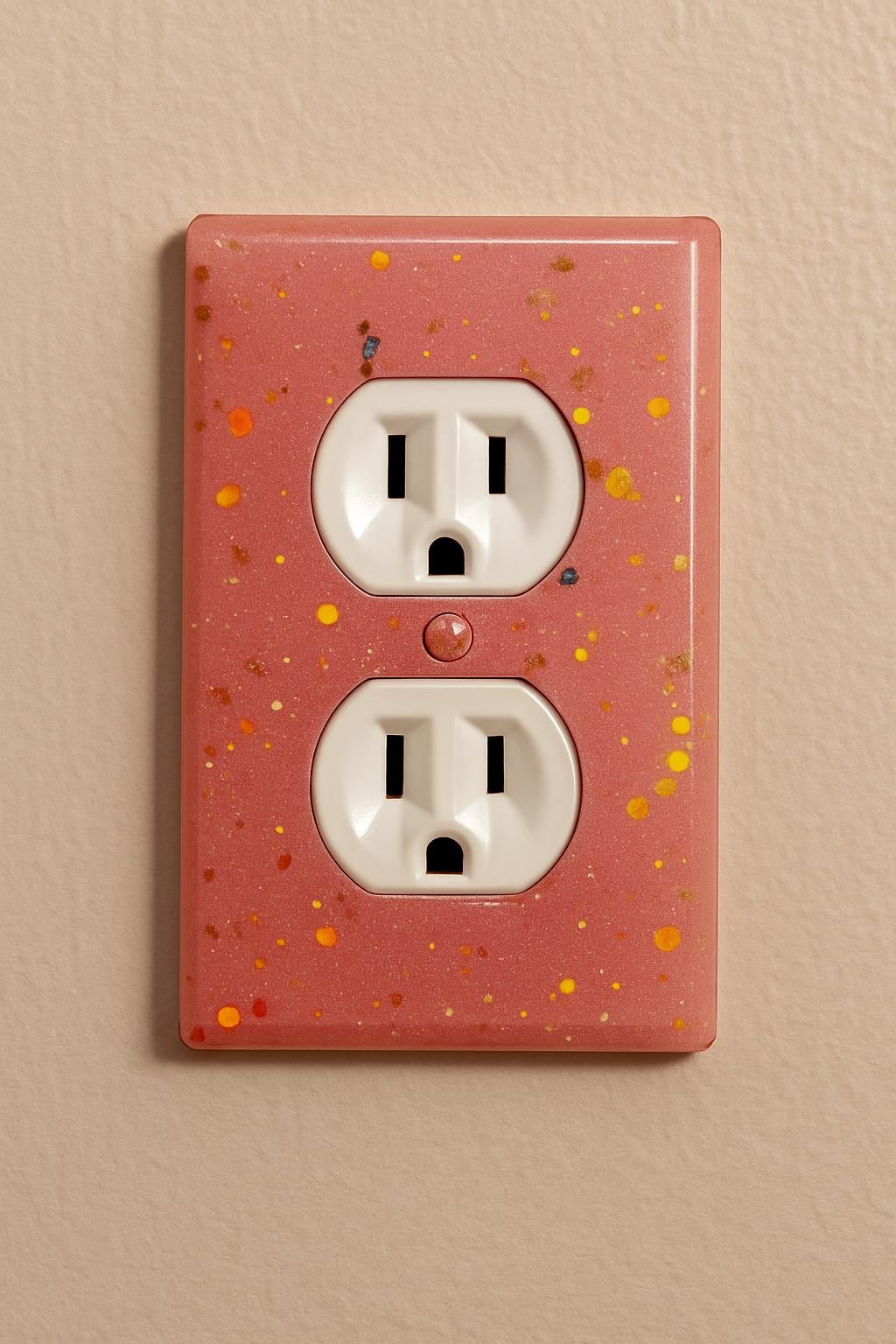 Pink Glitter Resin Outlet Cover – Handmade Sparkly Duplex Wall Plate for Standard Outlets