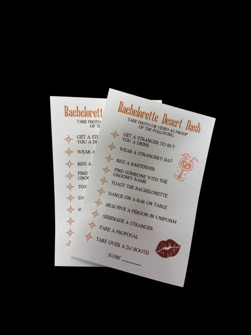 Bachelorette Desert Dash Game | Fun Girls' Night Out Game | Bachelorette Party Activity Card