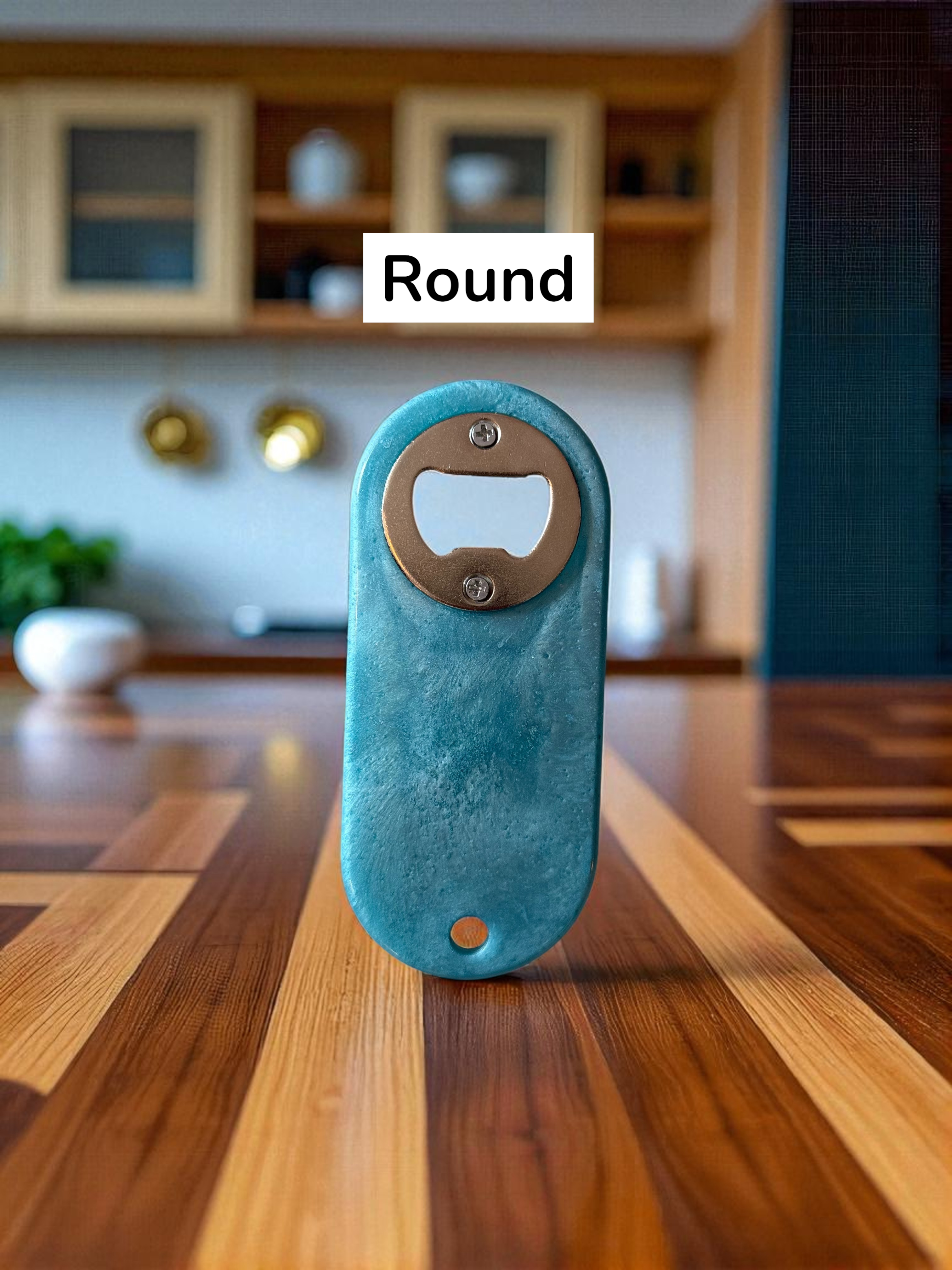 🧊 Handmade Resin Bottle Opener – Unique Opener in 3 Fun Shapes (Small, Round, Wine Glass)