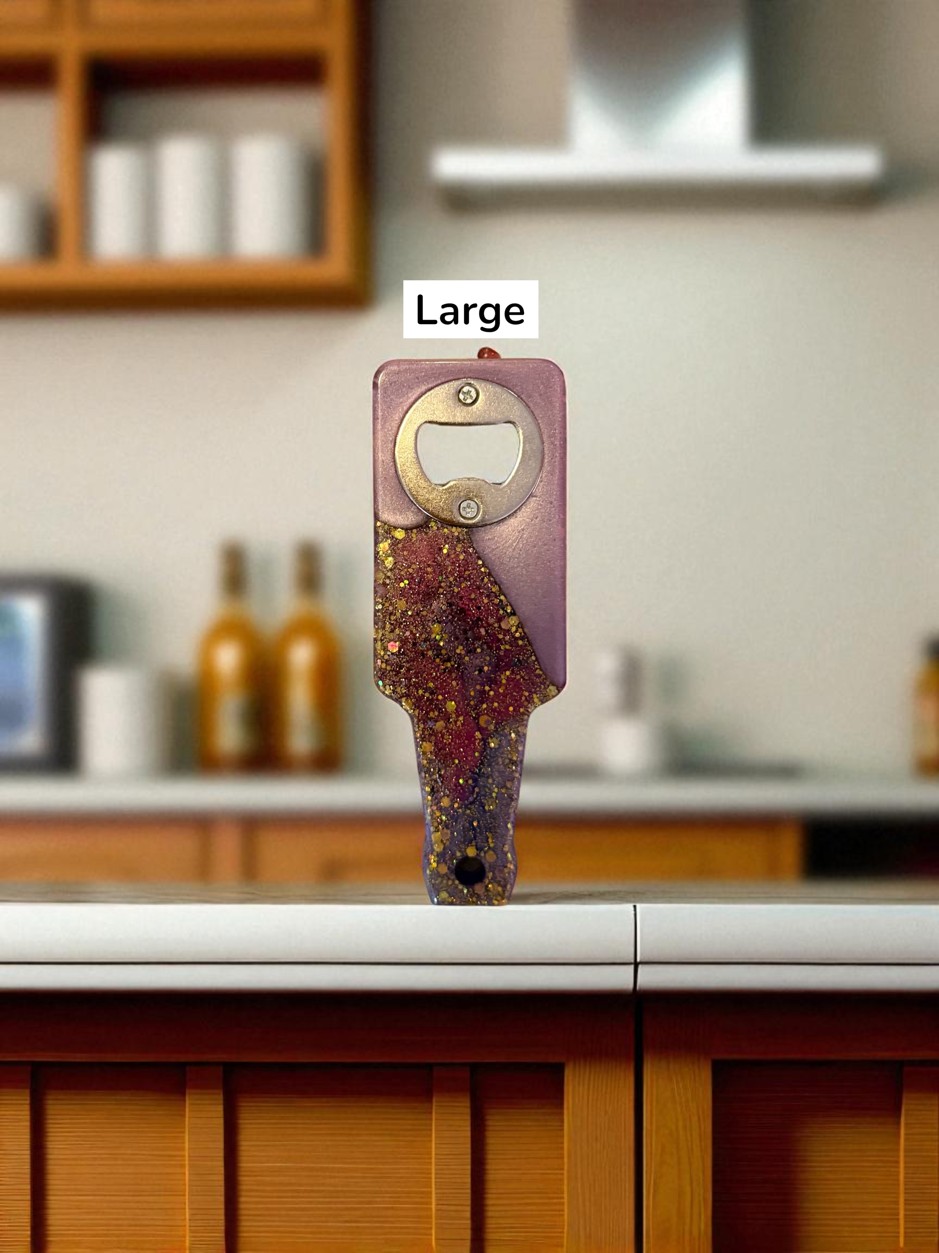 🧊 Handmade Resin Bottle Opener – Unique Opener in 3 Fun Shapes (Small, Round, Wine Glass)