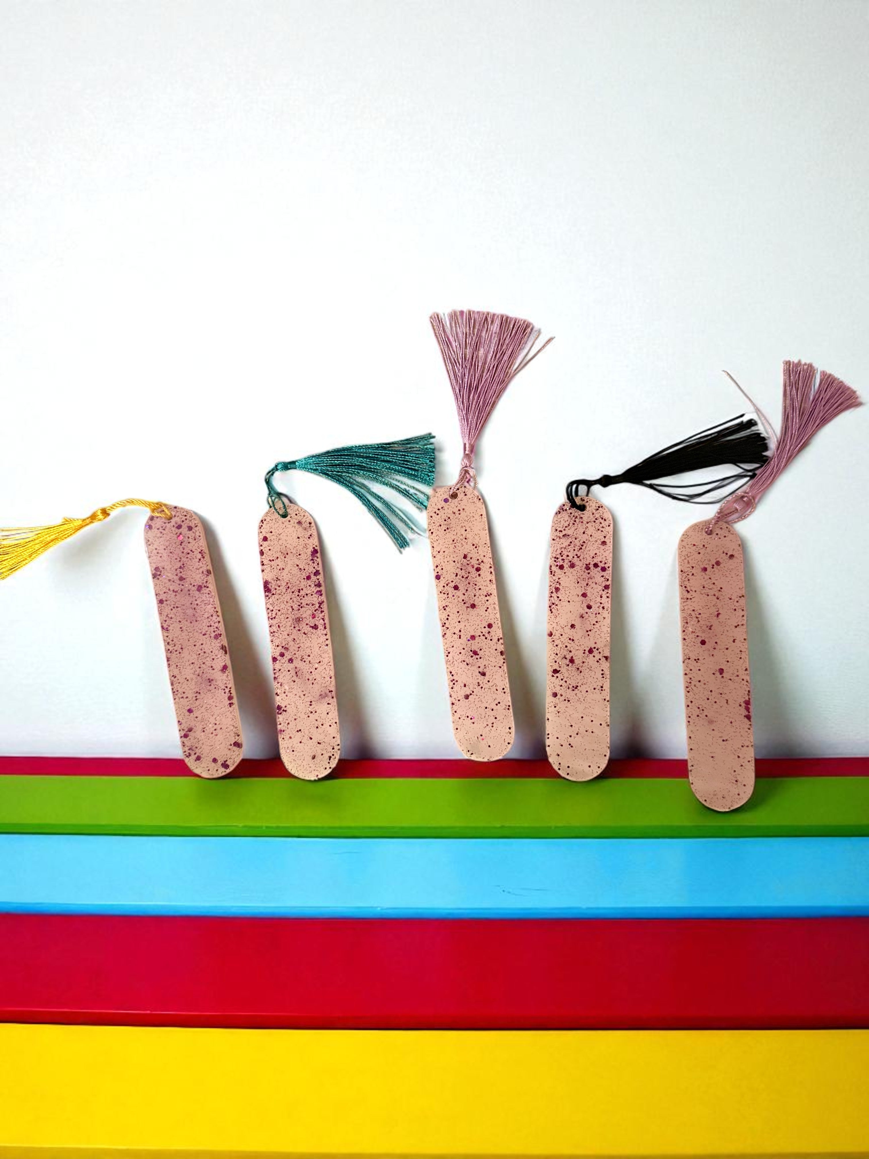 📚 Handmade Speckled Clay Bookmarks with Tassel | Unique Gift for Book Lovers, Teachers, or Students