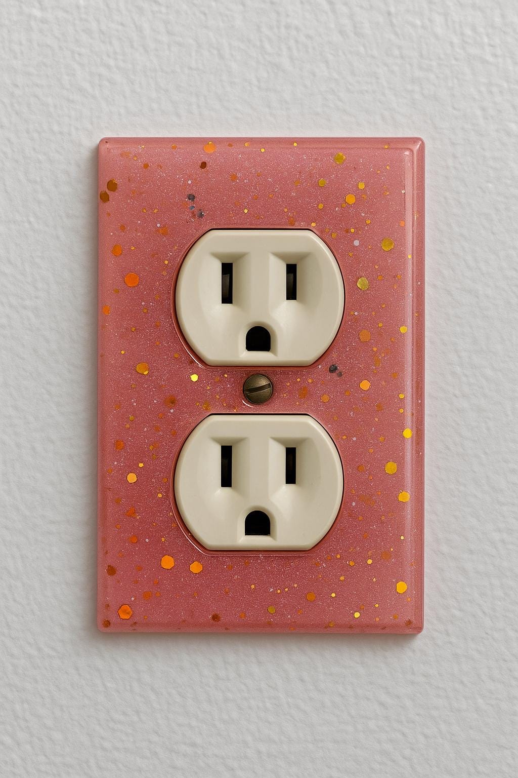 Pink Glitter Resin Outlet Cover – Handmade Sparkly Duplex Wall Plate for Standard Outlets