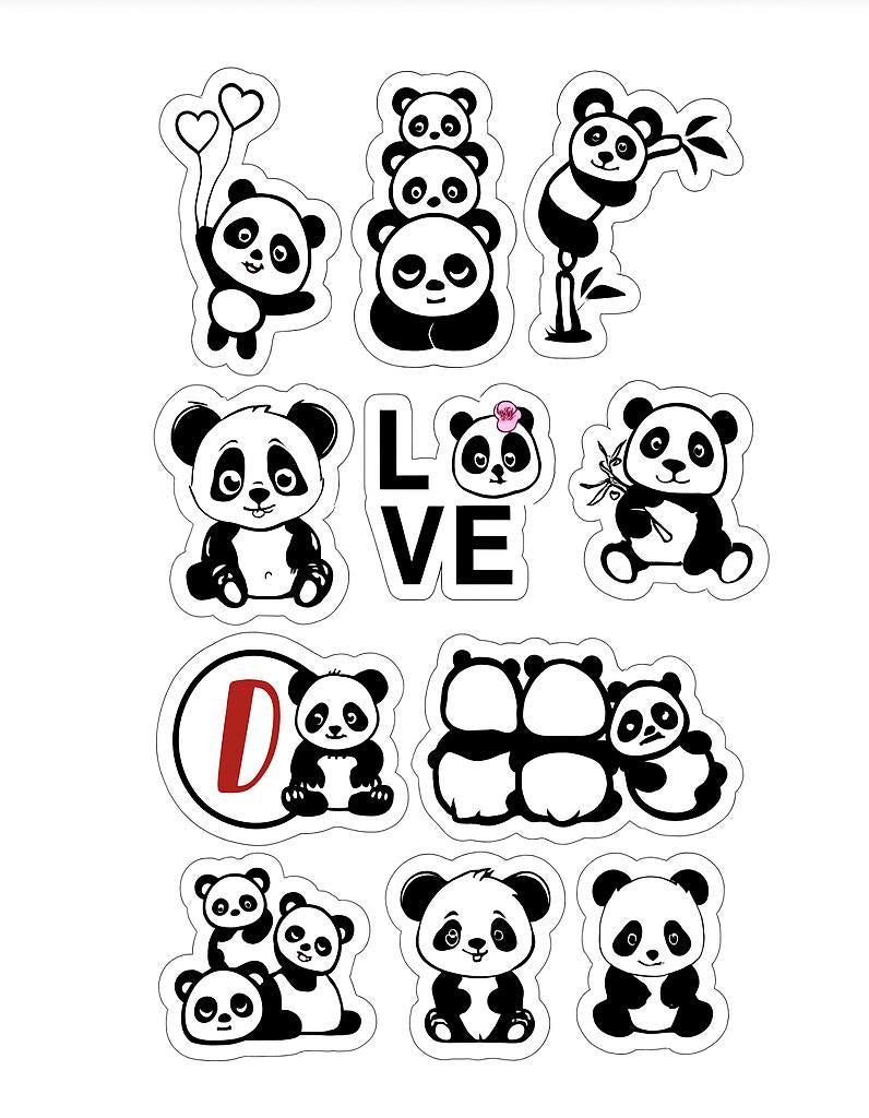 Cute Panda Vinyl Stickers | Adorable Black & White Panda Bear Decals | Laptop, Water Bottle, Scrapbooking, Kids Sticker Pack
