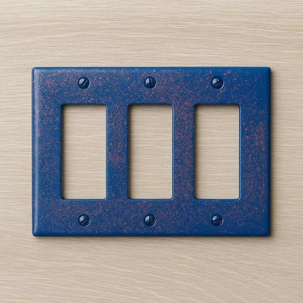 ResinTriple Toggle Light Switch Cover – Blue Galaxy Sparkle | Unique Resin-Coated Wall Plate