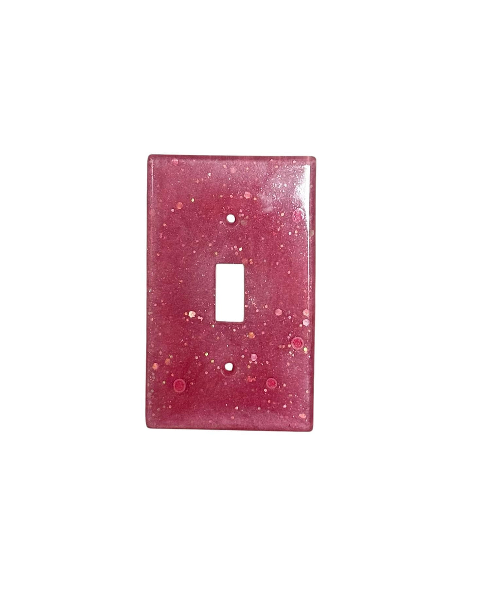 Handmade Resin Light Switch Cover – Sparkly Pink Glitter Plate for Kids Room, Boho Decor, or Playful Accent Wall