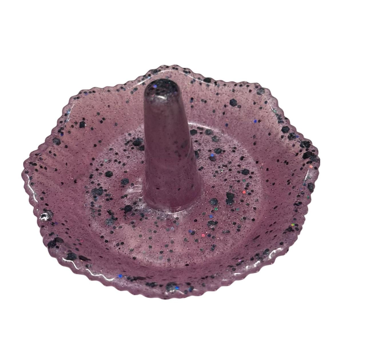 Handmade Purple Glitter Resin Ring Dish – Jewelry Holder for Rings, Earrings & Accessories